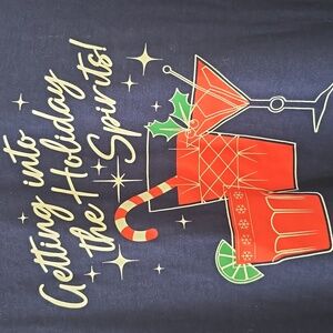 FRESHMAN BRAND WOMENS BLUE & RED SHORT SLEEVES CHRISTMAS T-SHIRT SIZE MEDIUM